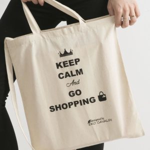 Wholesale Beige eco bag with the inscription KEEP CALM AND GO SHOPPING