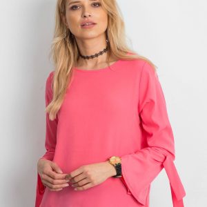 Wholesale Coral blouse with bindings on the sleeves