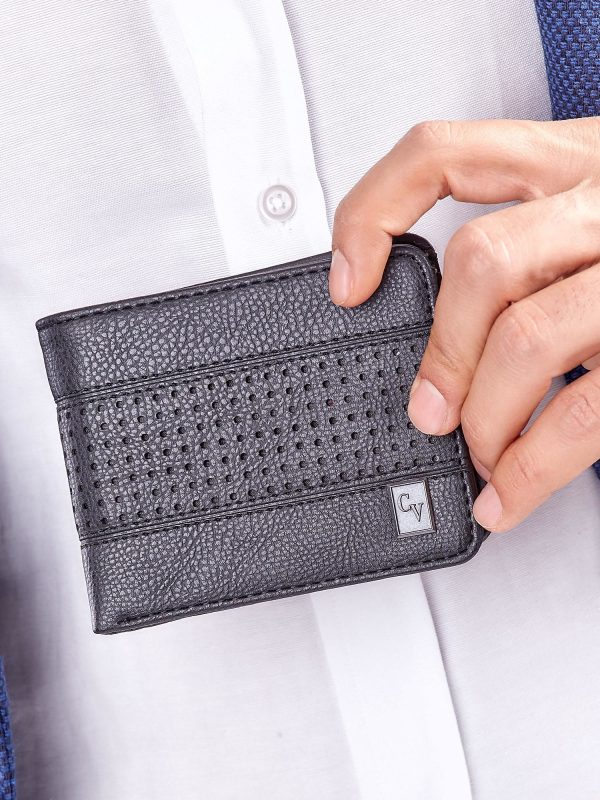 Wholesale Black men's wallet with openwork