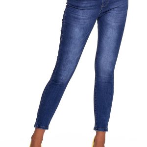 Wholesale Blue women's slim fit jeans with zipper back