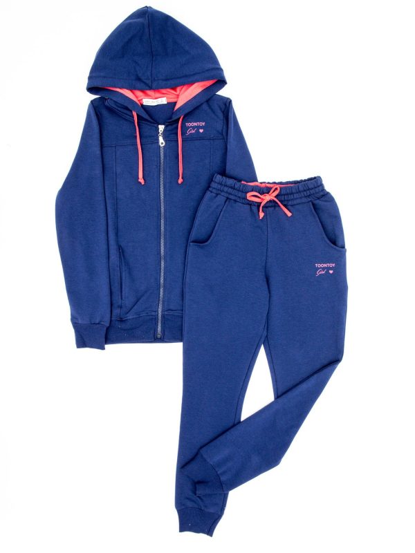 Wholesale Navy blue sweatshirt set for girl sweatshirt and pants