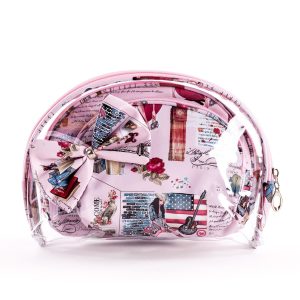 Wholesale Patterned cosmetic bag pink set 3in1