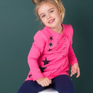 Wholesale Dark pink tunic for a girl with applique