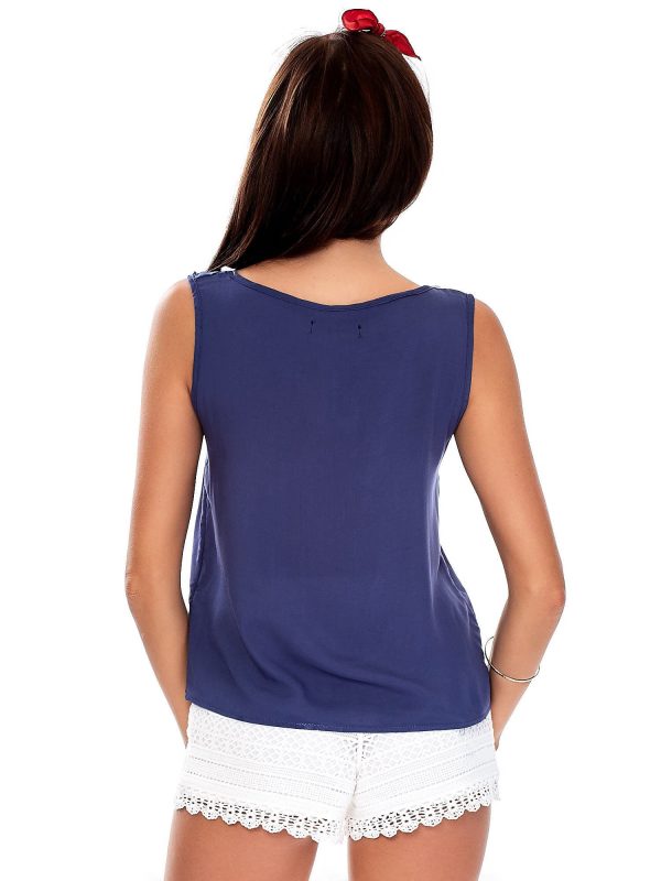 Wholesale Dark blue top with binding