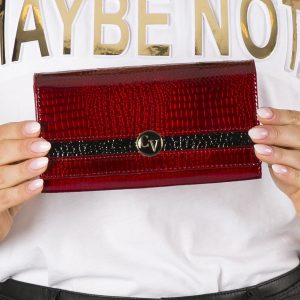 Wholesale Red Patent Leather Wallet with Black Strap