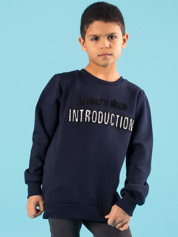 Wholesale Navy blue padded sweatshirt for children with inscription
