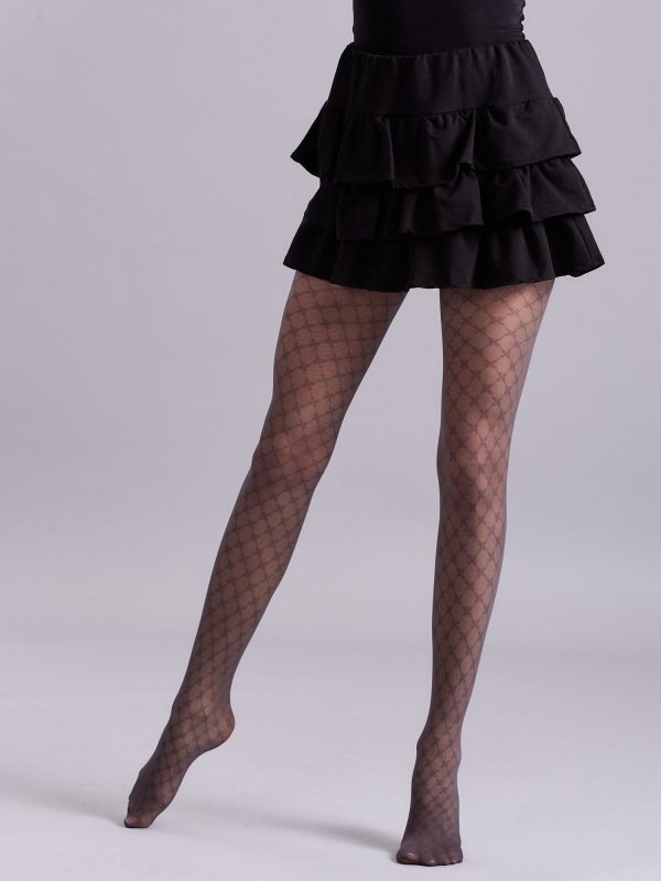 Wholesale Gray tights with geometric patterns