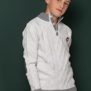 Wholesale Light grey sweater for a boy in braids