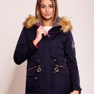 Wholesale Dark Navy Insulated Women's Parka Hooded