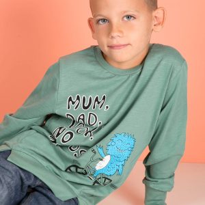 Wholesale Green blouse for boy with comic print