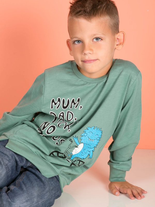 Wholesale Green blouse for boy with comic print