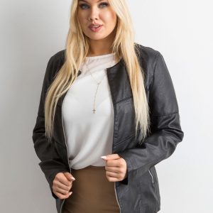 Wholesale Black plus size jacket in eco-leather