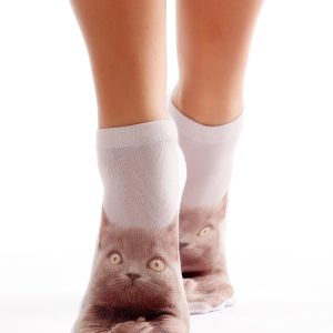 Wholesale Women's Short Socks With Cat Print