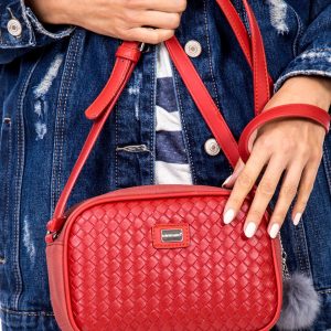 Wholesale Red Messenger bag with braid and pompom