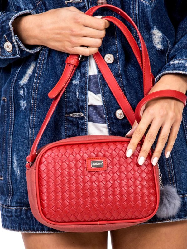 Wholesale Red Messenger bag with braid and pompom