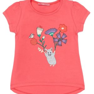 Wholesale Dark pink t-shirt for girl with colorful pattern