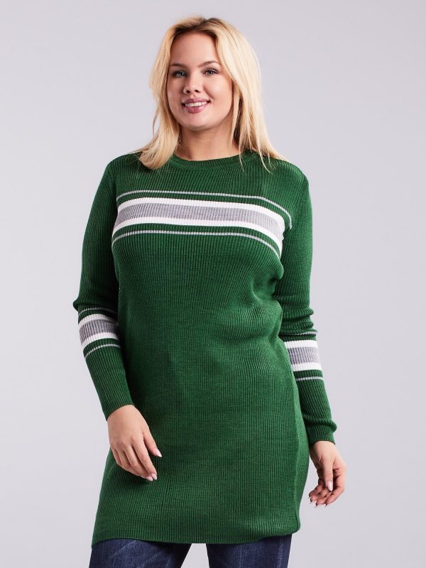 Wholesale Green Plus Size Long Sweater