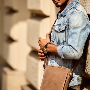 Wholesale Leather Men's Shoulder Bag Brown