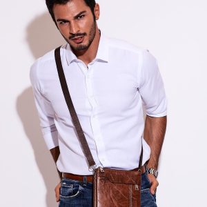 Wholesale Brown men's bag with two compartments