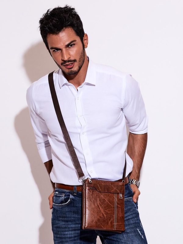 Wholesale Brown men's bag with two compartments