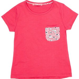 Wholesale Dark pink t-shirt for girl with pocket