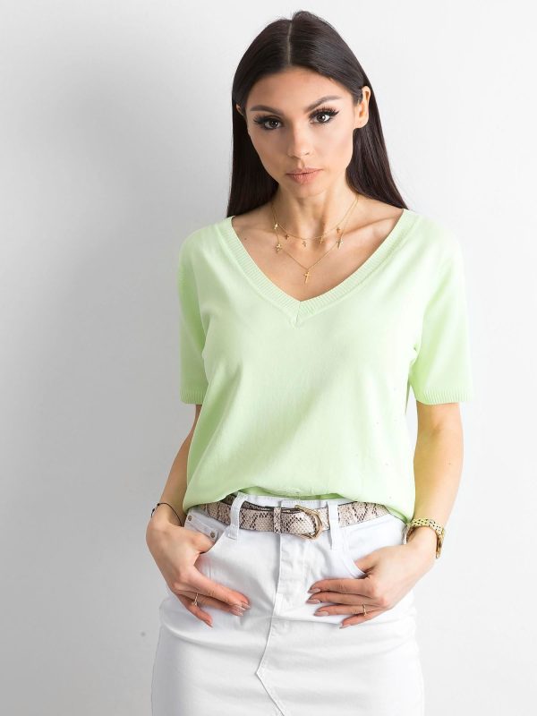 Wholesale Light green V-neck blouse