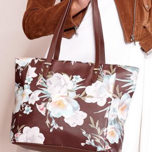 Wholesale Brown floral shopper bag