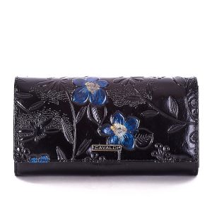 Wholesale Black wallet with embossed floral motif