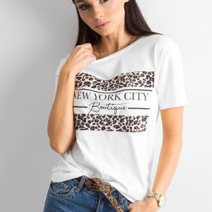 Wholesale T-shirt with animal motif white