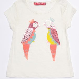 Wholesale Ecru baby t-shirt with parrots