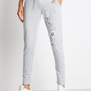 Wholesale Grey sweatpants with floral print