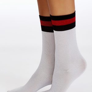 Wholesale FULLOFF Grey socks with shiny thread