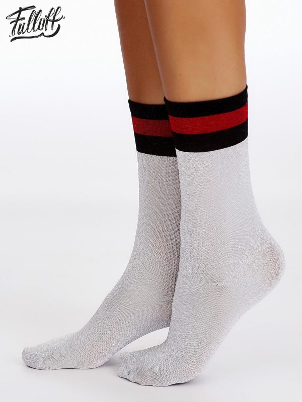Wholesale FULLOFF Grey socks with shiny thread