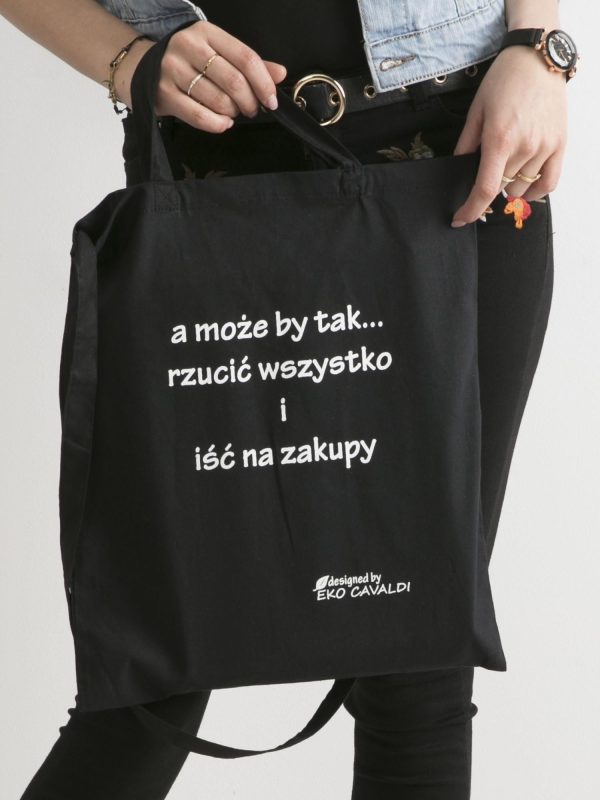 Wholesale Black eco-friendly bag with lettering