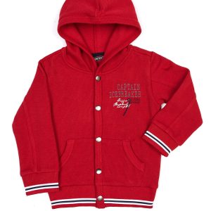 Wholesale Red Cotton Kids Sweatshirt with Hoodies and Napes