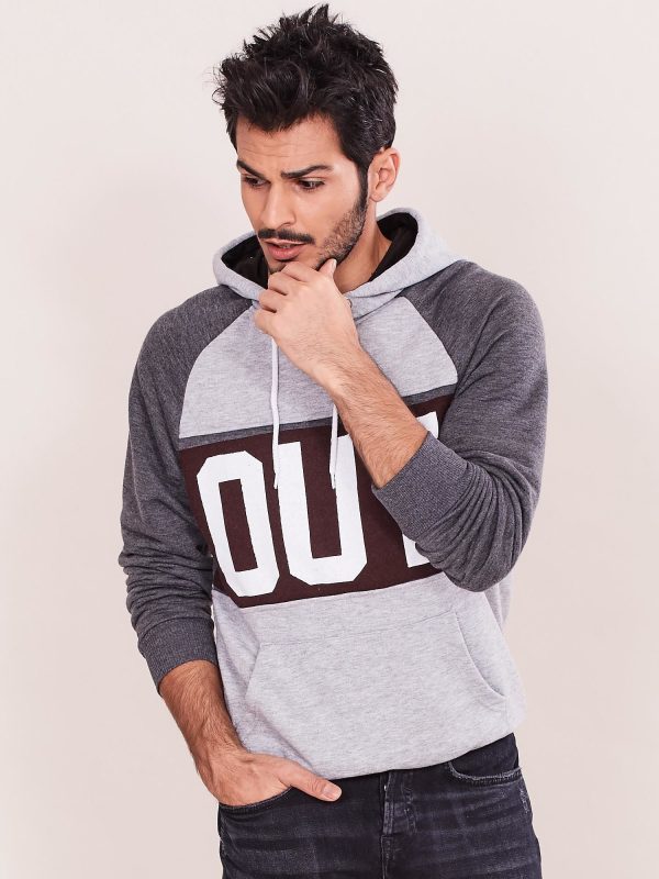 Wholesale Grey hooded sweatshirt for men