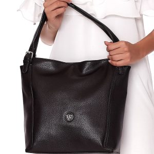 Wholesale Elegant black eco leather bag with logo