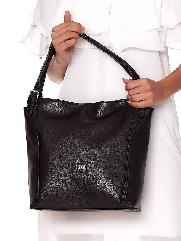 Wholesale Elegant black eco leather bag with logo