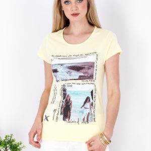 Wholesale Yellow t-shirt with sea motif