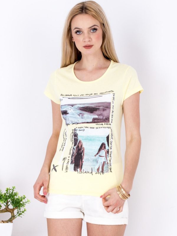 Wholesale Yellow t-shirt with sea motif