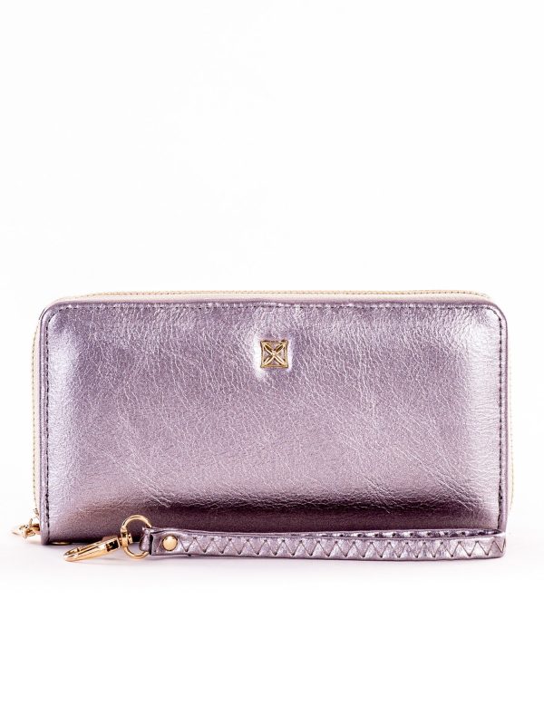 Wholesale Silver Leatherette Long Zipper Wallet