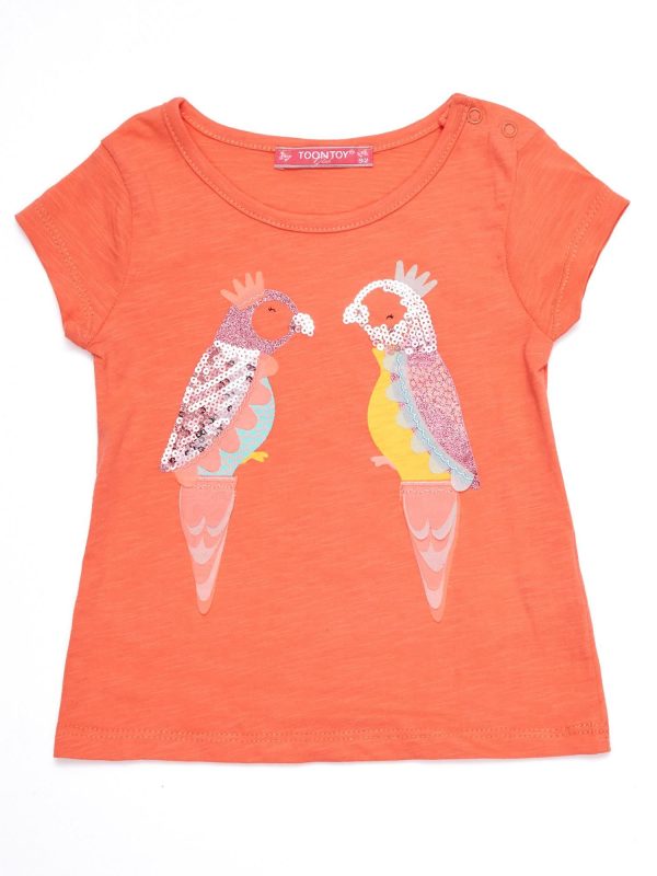 Wholesale Coral baby t-shirt with parrots