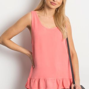 Wholesale Pink loose top with flounce