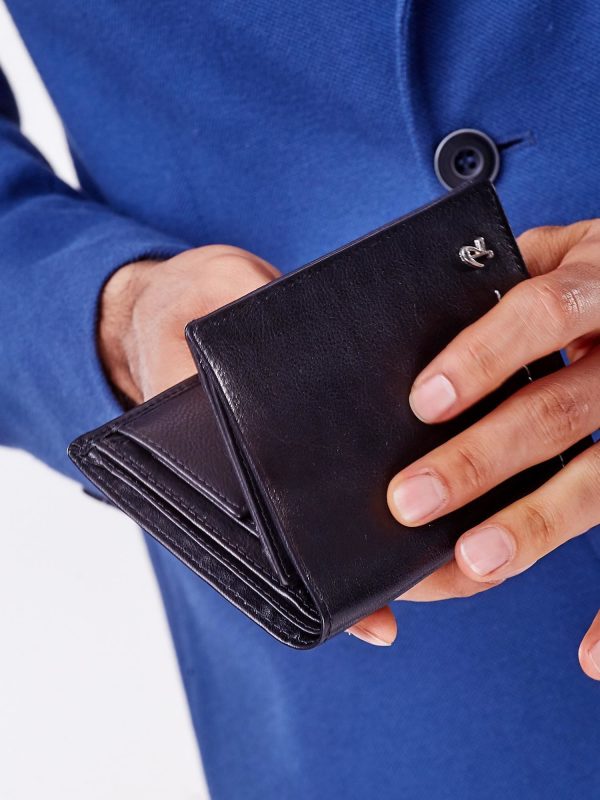 Wholesale Men's black wallet with stitching