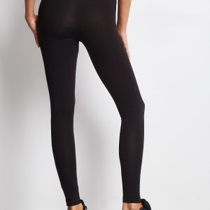 Wholesale Black women's leggings with wide rubber waist and lettering on the back