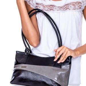 Wholesale Black and grey women's bag with stitching