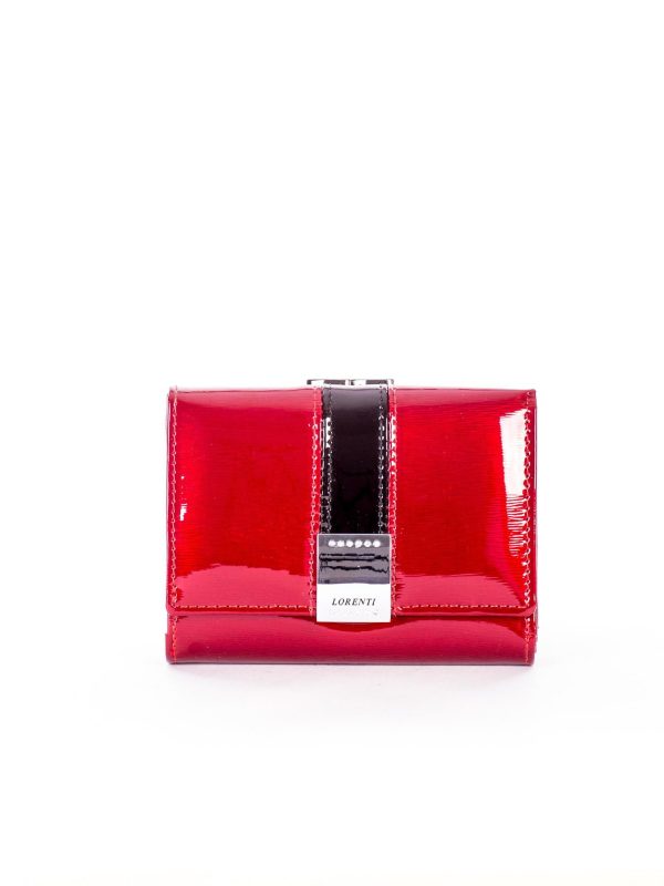 Wholesale Red lacquered women's wallet with decorative clasp