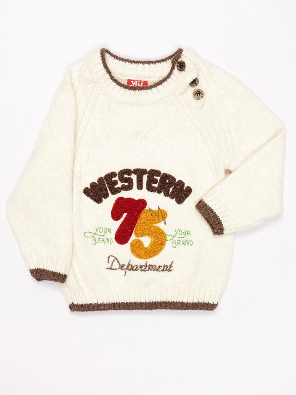 Wholesale Ecru sweater for boy with inscription