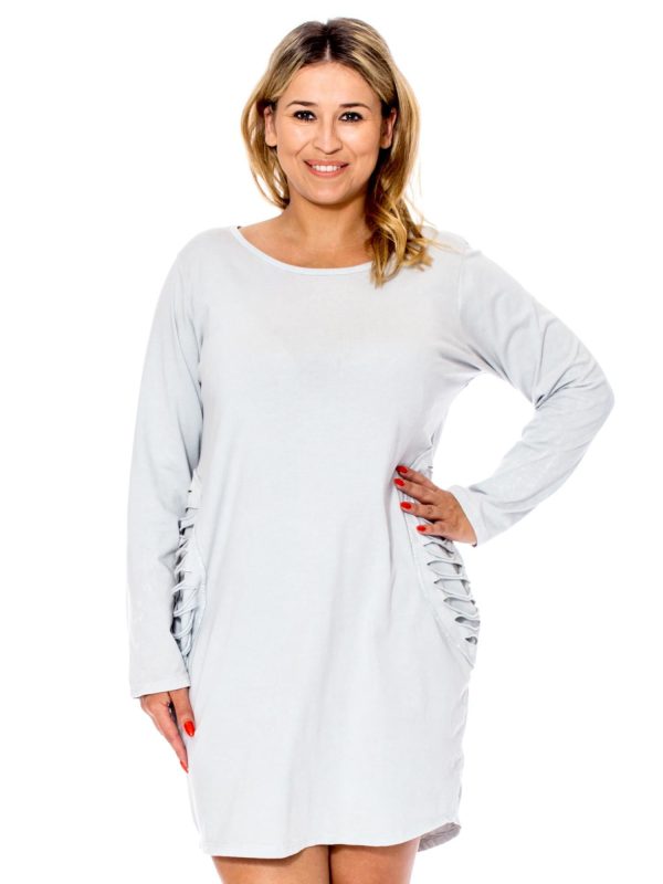 Wholesale Light Grey Plus Size Cut Out Dress