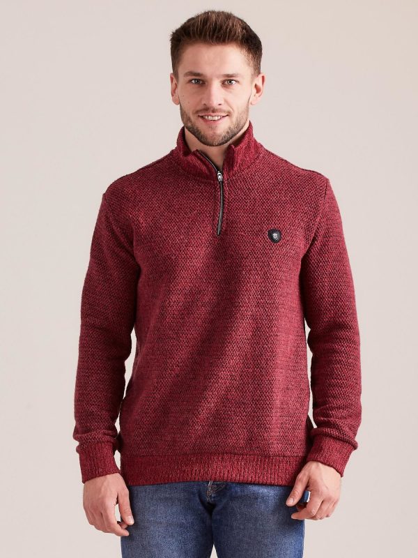 Wholesale Burgundy men's knitted sweatshirt